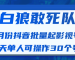 白狼敢死队最新抖音短视频批量起影视号（一天单人可操作30个号）视频课程-副业资源站
