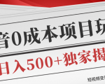 短视频变现套路剖析，抖音0成本赚钱项目玩法，日入500+独家揭秘（共2节视频）-副业资源站