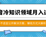 抖音冷知识领域月入过万项目，不适宜公开解决方案 ，抖音赚钱方式大解析！-副业资源站