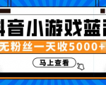 赚钱计划：抖音小游戏蓝海项目，无粉丝一天收入5000+-副业资源站