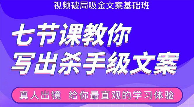 张根视频破局吸金文案班：节节课教你写出杀手级文案(附67页文案训练手册)-副业资源站