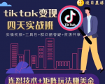 tiktok变现四天实战班，连怼技术+矩阵玩法赚美金！价值998元-副业资源站