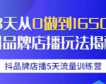 抖品牌店播5天流量训练营：28天从0做到1650万抖音品牌店播玩法揭秘-副业资源站