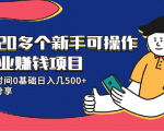 20多个新手可操作的副业赚钱项目：业余时间0基础日入几500+实操分享-副业资源站