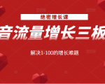 绝密增长课：抖音流量增长三板斧，解决1-100的增长难题-副业资源站