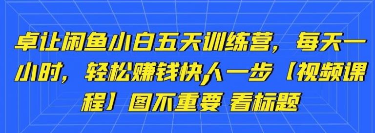 卓让闲鱼小白五天训练营，每天一小时，轻松赚钱快人一步-副业资源站