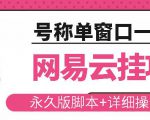 网易云挂机项目云梯挂机计划，永久版脚本+详细操作视频-副业资源站