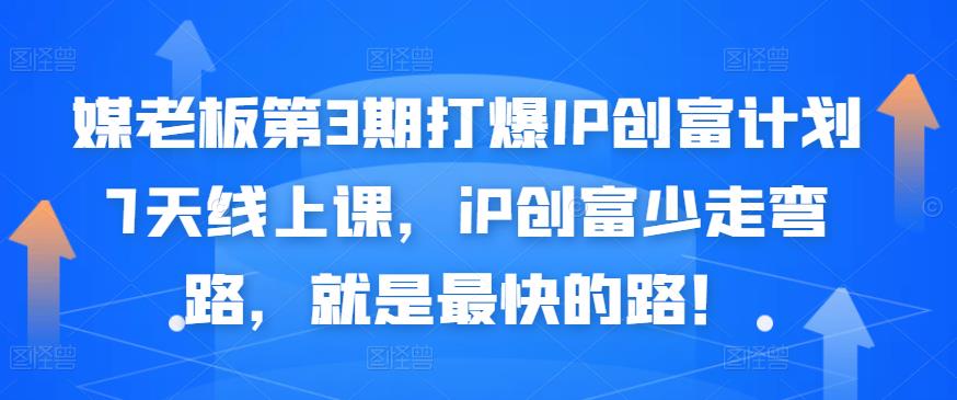 媒老板第3期打爆IP创富计划7天线上课，iP创富少走弯路，就是最快的路！-副业资源站