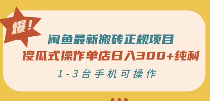 闲鱼最新搬砖正规项目：傻瓜式操作单店日入300+纯利，1-3台手机可操作-副业资源站