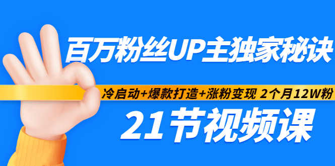 百万粉丝UP主独家秘诀：冷启动+爆款打造+涨粉变现2个月12W粉（21节视频课)-副业资源站