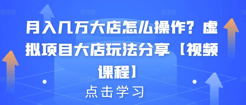 月入几万大店怎么操作？虚拟项目大店玩法分享【视频课程】-副业资源站