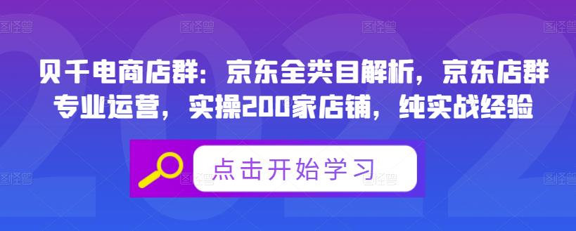 贝千电商店群：京东全类目解析，京东店群专业运营，实操200家店铺，纯实战经验-副业资源站