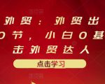 业仔外贸：外贸出口详解30节，小白0基础进击外贸达人 价值666元-副业资源站