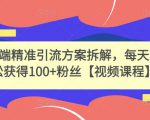 高端精准引流方案拆解，每天轻松获得100+粉丝【视频课程】-副业资源站