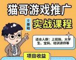 猫哥·游戏推广实战课程，单视频收益达6位数，从0到1成为优质游戏达人-副业资源站
