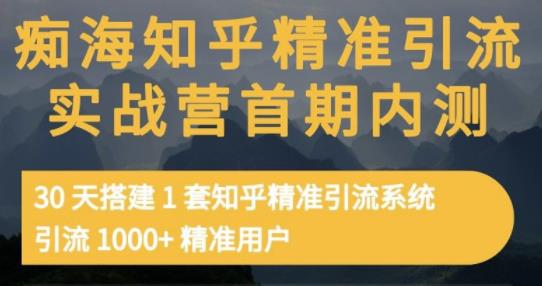 痴海知乎精准引流实战营1-2期，30天搭建1套知乎精准引流系统，引流1000+精准用户-副业资源站