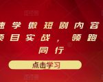 10堂速学微短剧内容制作标准与项目实战，领跑80%同行-副业资源站