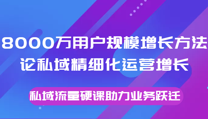 8000万用户规模增长方法论私域精细化运营增长，私域流量硬课助力业务跃迁-副业资源站