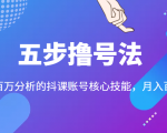 五步撸号法，掌握百万分析的抖课账号核心技能，从逻辑到实操-副业资源站