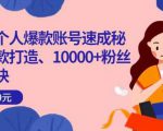 小红书个人爆款账号速成秘籍，爆款打造、10000+粉丝引流秘诀-副业资源站
