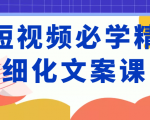 短视频必学精细化文案课，提升你的内容创作能力、升级迭代能力和变现力（价值333元）-副业资源站