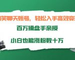 搞笑聊天账号，轻松入手高效变现，百万操盘手亲授，小白也能涨粉数十万-副业资源站