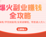 爆火副业赚钱全攻略：实打实演练/学完就能用/全渠道赚钱，带普通人月入３万元-副业资源站