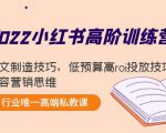 2022小红书高阶训练营：爆文制造技巧，低预算高roi投放技巧，内容营销思维-副业资源站
