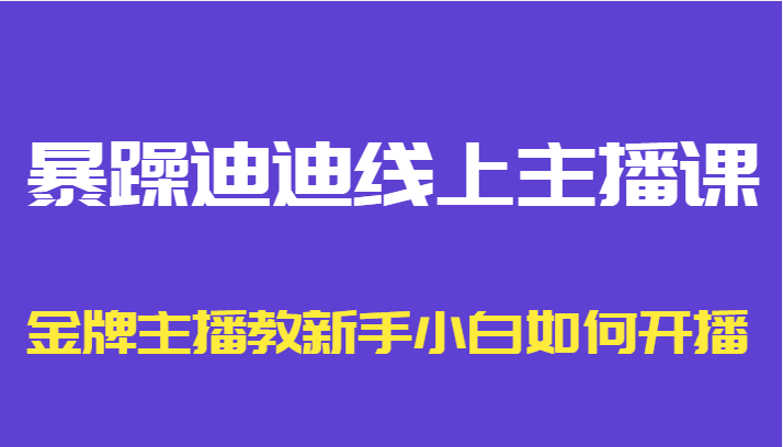 暴躁迪迪线上主播课，金牌主播教新手小白如何开播-副业资源站