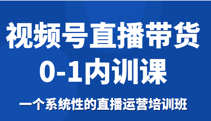 视频号直播带货0-1内训课，一个系统性的直播运营培训班-副业资源站