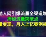 天地人网引爆流量全渠道增长：揭秘流量突然破点，流量变现，月入上亿案例-副业资源站