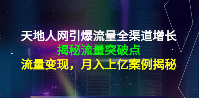 天地人网引爆流量全渠道增长：揭秘流量突然破点，流量变现，月入上亿案例-副业资源站