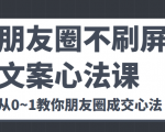 朋友圈不刷屏文案心法课 人人都要懂的商业逻辑 从0~1教你朋友圈成交心法-副业资源站