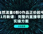 自然流量0粉0作品正价起号11月新课：完整的直播带货实操方案-副业资源站
