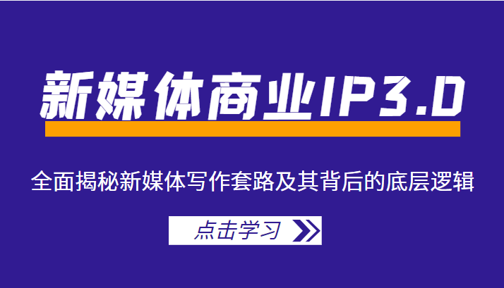 新媒体商业IP3.0，全面揭秘新媒体写作套路及其背后的底层逻辑（价值1299元）-副业资源站