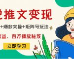 小说推文训练营：引流技巧+爆款实操+矩阵号玩法，百倍效益、百万播放秘笈-副业资源站