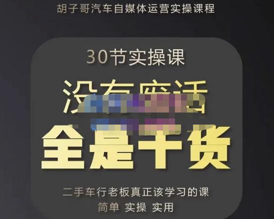 胡子哥·汽车自媒体运营实操课，汽车新媒体二手车短视频运营教程-价值8888元-副业资源站