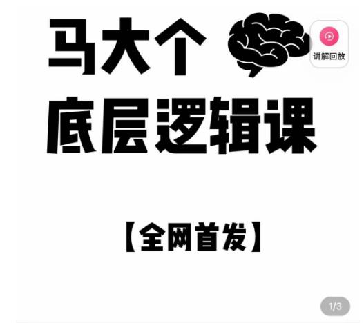 马大个·底层逻辑课，51节底层逻辑智慧课-价值1980元-副业资源站