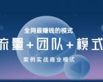 王冲老师《流量+团队+模式》商业模式实战课，全网最赚钱的模式-副业资源站
