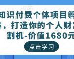知识付费个体项目孵化器，打造你的个人财富收割机-价值1680元-副业资源站