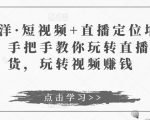 于洋·短视频+直播定位培训，手把手教你玩转直播卖货，玩转视频赚钱-副业资源站
