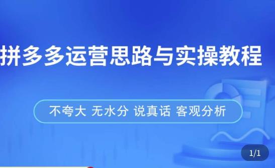 拼多多店铺运营思路与实操教程，快速学会拼多多开店和运营，少踩坑，多盈利-副业资源站