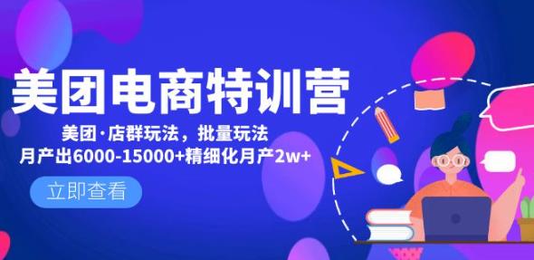 美团电商特训营：美团·店群玩法，无脑铺货月产出6000-15000+精细化月产2w+-副业资源站