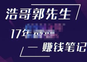 浩哥郭先生17年创业赚米笔记,打开你对很多东西的认知,让你知道原来赚钱或创业不单单是发力就行-副业资源站
