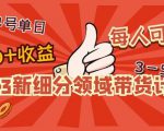 2023新细分领域带货计划:单号单日1000+收益不难,每人可操作3-5个账号-副业资源站