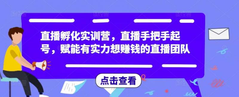 直播孵化实训营,直播手把手起号,赋能有实力想赚钱的直播团队-副业资源站