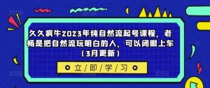 久久疯牛2023年纯自然流起号课程，老杨是把自然流玩明白的人，可以闭眼上车（3月更新）-副业资源站