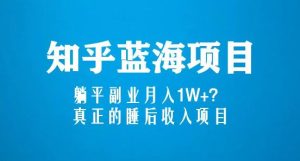 知乎蓝海玩法,躺平副业月入1W+,真正的睡后收入项目(6节视频课)-副业资源站