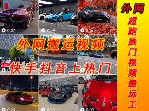 外面收费398元外网超跑豪车汽车视频搬运至快手抖音上热门项目，只需一步手机就可以操作-副业资源站