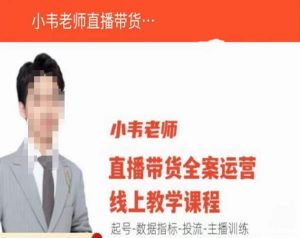 小韦老师直播带货运营线上教学,起号-数据指标-投流-主播训练-副业资源站